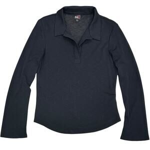 Y2K Studio Y Sheer Black Minimalist Polo Top